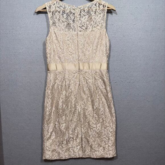 Jessica Howard Retro Champagne Sleeveless Lace Dress 4P Wedding Guest Dress - Picture 2 of 8